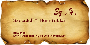 Szecskó Henrietta névjegykártya