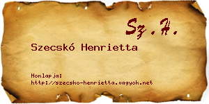 Szecskó Henrietta névjegykártya